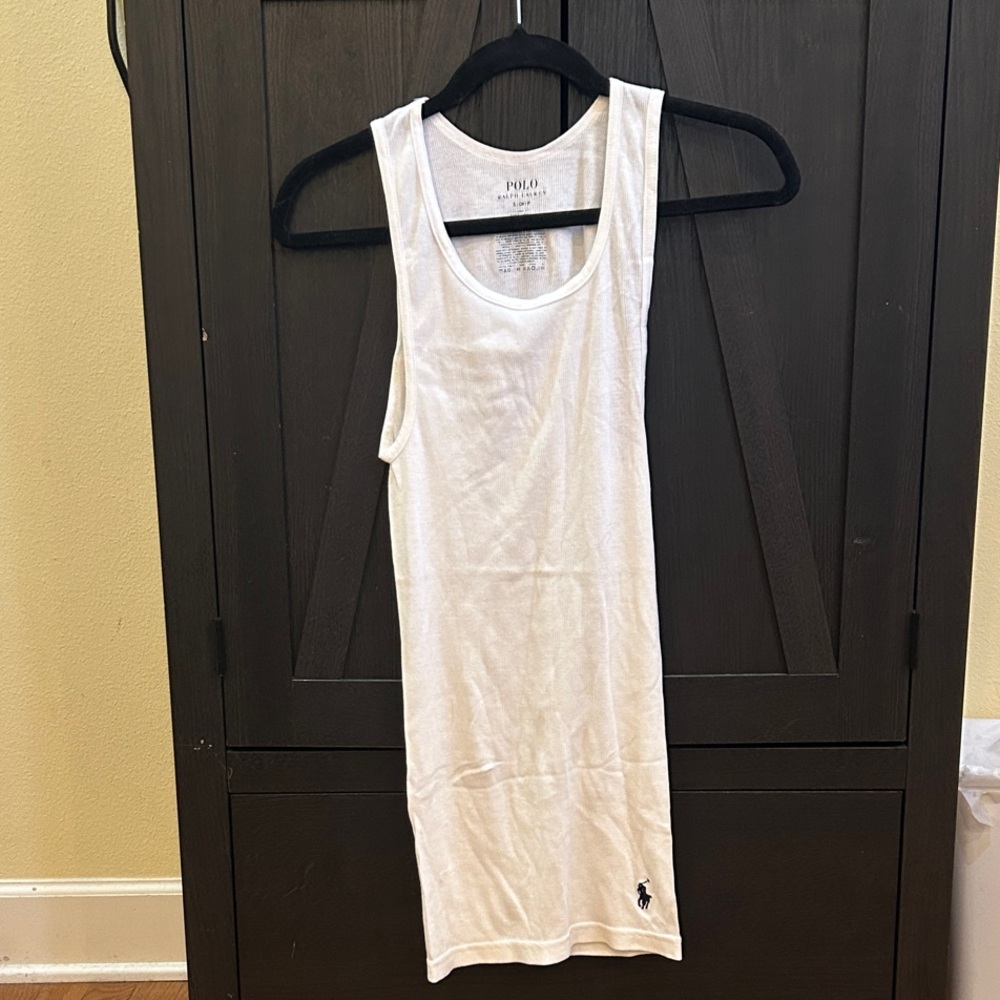 Polo by Ralph Lauren White Ribbed Logo Tank